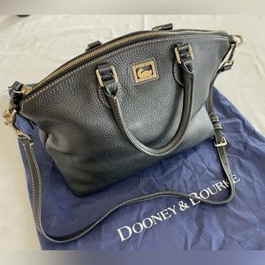 LIKE NEW Dooney and Bourke pebbled black leather satchel. Authentic.